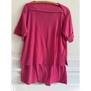 GET 2 COLDWATER CREEK SKIRT TOP SET BRIGHT Pink Short Sleeve Boatneck Office